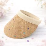 12pk Rhinestone Straw Visor Assorted Pack Lightweight Summer Boutique Sun Visor