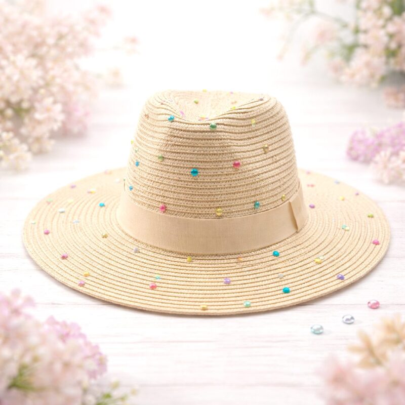 12pk Rhinestone Straw Fedora Hat Assorted Pack Summer Sparkle Boutique Hat
