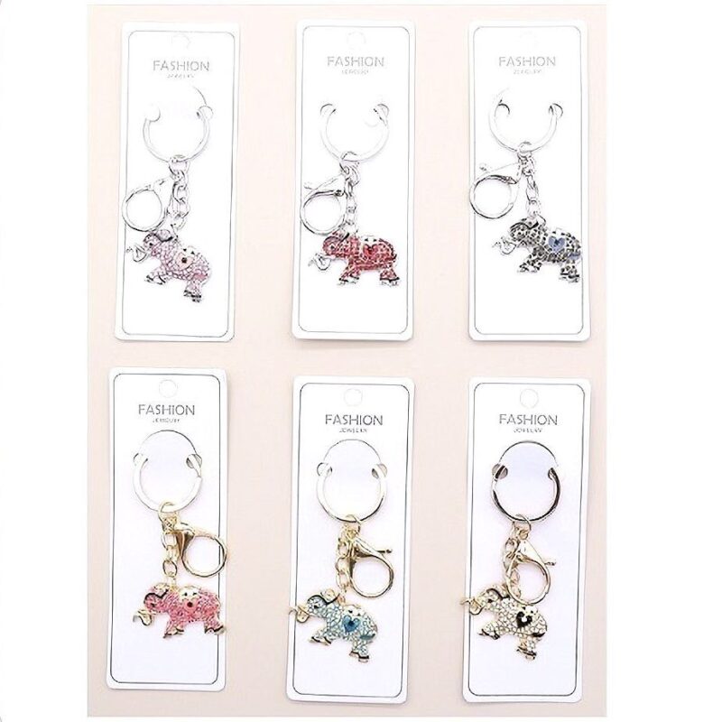 12pk Rhinestone Elephant Keychain Cute Fashion Bag Charm Gift Accessory