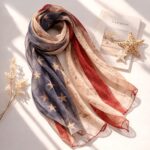 ASP1066a Vintage American Flag Kimono Shawl Swim Coverup Lightweight Summer Wrap