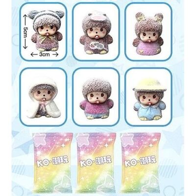 Cute Monkey Doll Blind Box Collectible Toy Flocking Monkey Figure Surprise Toy