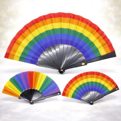Rainbow Pride Folding Hand Fan – Colorful LGBT Pride Fan, Festival Party Cooling