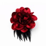 H111BD Velvet Flower Hair Clip and Brooch Pin Multi Use Floral Hair Accessory Red