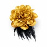 H111GD Velvet Flower Hair Clip and Brooch Pin Multi Use Floral Hair Accessory Red