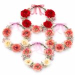 H112 Floral Flower Crown Headband Bridal Flower Halo Wedding Festival Hair Wreath Red
