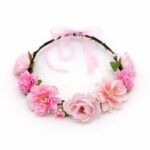 H113PK Floral Flower Crown Headband Bridal Wedding Flower Crown Boho Festival Hair