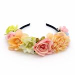 H114YE Floral Flower Headband Boho Floral Headband Plastic Headband Wedding Festival