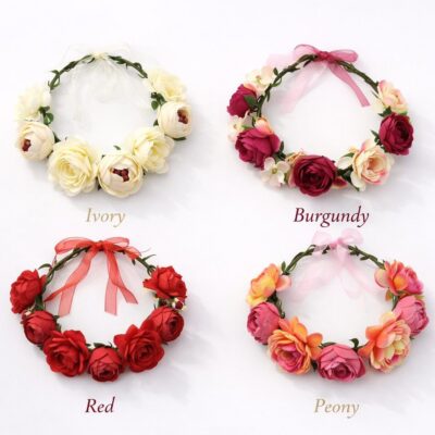 Boho Floral Flower Crown Headband Bridal Wedding Flower Crown Festival Hair