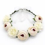 H115IV Boho Floral Flower Crown Headband Bridal Wedding Flower Crown Festival Hair