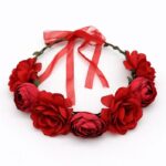 H115RD Boho Floral Flower Crown Headband Bridal Wedding Flower Crown Festival Hair