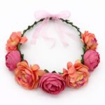 H115RO Boho Floral Flower Crown Headband Bridal Wedding Flower Crown Festival Hair