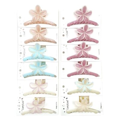 12pk Matte Plumeria Flower Hair Claw Clips Pastel Frangipani Floral Jaw Clips