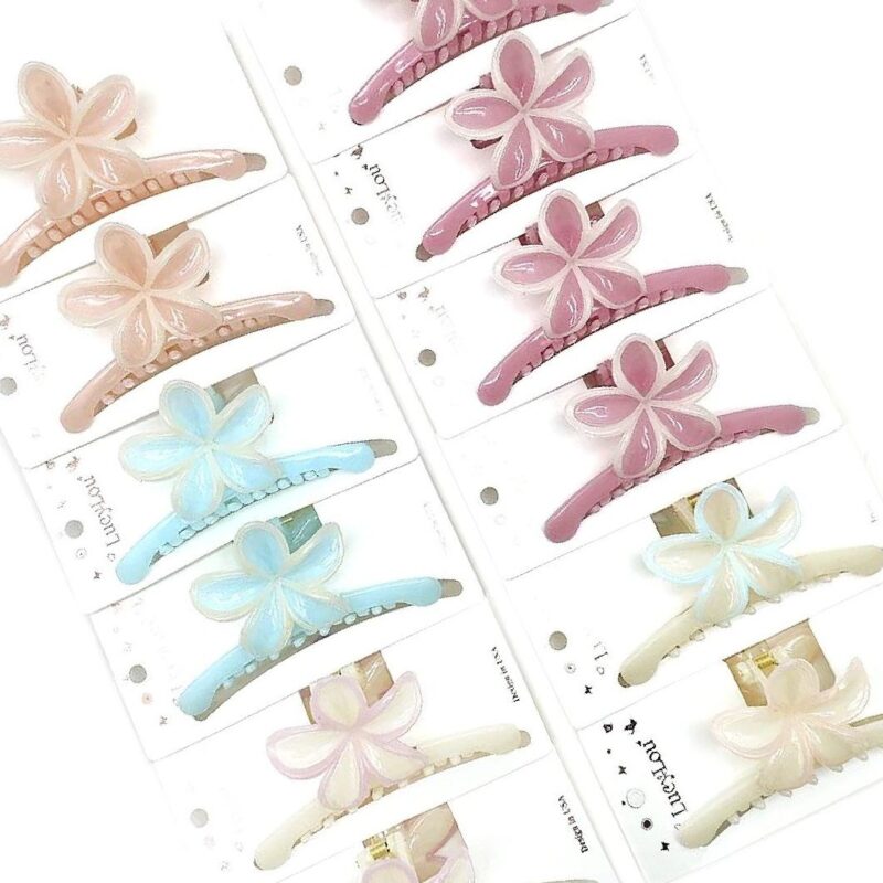 12pk Matte Plumeria Flower Hair Claw Clips Pastel Frangipani Floral Jaw Clips