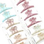H1604 12pk Daisy Flower Hair Claw Clips Cute Floral Jaw Clips Soft Color Hair