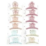 H1605-1 12pk Blossom Flower Hair Claw Clips Layered Floral Jaw Clips Spring Hair