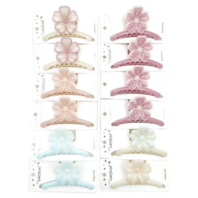 12pk Blossom Flower Hair Claw Clips Layered Floral Jaw Clips Spring Hair