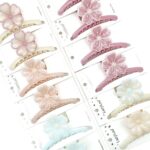H1605 12pk Blossom Flower Hair Claw Clips Layered Floral Jaw Clips Spring Hair