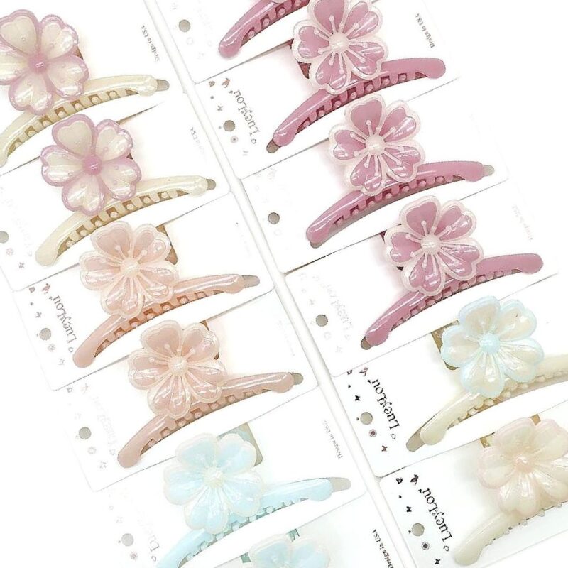 12pk Blossom Flower Hair Claw Clips Layered Floral Jaw Clips Spring Hair