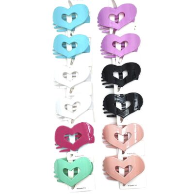 12pk Heart Cutout Hair Claw Clips Glossy Cute Heart Shape Jaw Clips Women Hair