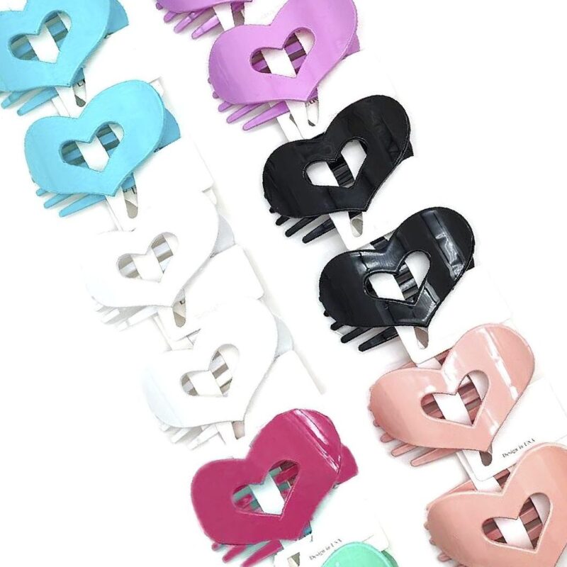 12pk Heart Cutout Hair Claw Clips Glossy Cute Heart Shape Jaw Clips Women Hair