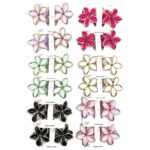 H1609-1 12pk Plumeria Flower Hair Clips Gold Outline Frangipani Floral Barrettes Women