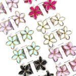 H1609 12pk Plumeria Flower Hair Clips Gold Outline Frangipani Floral Barrettes Women