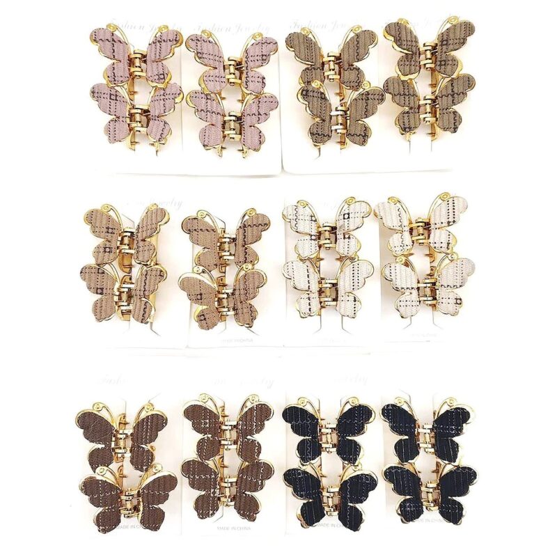 12pk Butterfly Hair Claw Clips Metal Style Gold Edge Jaw Clips Elegant Hair