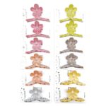 H1611-1 12pk Glitter Flower Hair Claw Clips Sparkle Floral Jaw Clips Colorful Hair