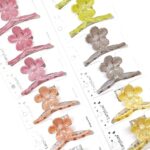 H1611 12pk Glitter Flower Hair Claw Clips Sparkle Floral Jaw Clips Colorful Hair