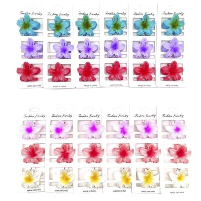 12pk Mini Plumeria Flower Snap Hair Clips 36pk Frangipani Small Barrettes Kids