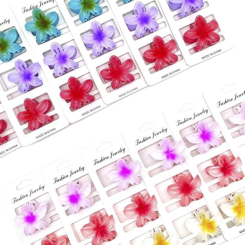 12pk Mini Plumeria Flower Snap Hair Clips 36pk Frangipani Small Barrettes Kids