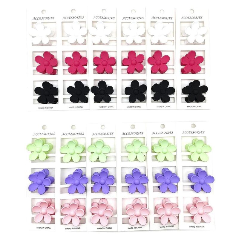 12pk Mini Daisy Flower Snap Hair Clips 36pk Small Matte Barrettes Kids Hair