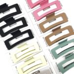 H1616 12pk Open Rectangle Hair Claw Clips Matte Minimalist Hollow Jaw Clips Women Hair
