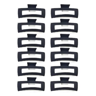 12pk Black Matte Hair Claw Clips Minimalist Strong Hold Jaw Clips Everyday Hair