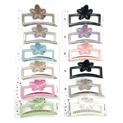 12pk Flower Open Frame Hair Claw Clips Floral Minimalist Jaw Clips Women Hair