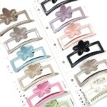 H1618 12pk Flower Open Frame Hair Claw Clips Floral Minimalist Jaw Clips Women Hair