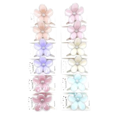 12pk Flower Hair Claw Clips Glitter Edge Floral Jaw Clips Sparkle Hair