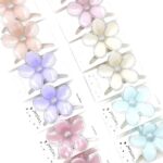 H1621.jpg 12pk Flower Hair Claw Clips Glitter Edge Floral Jaw Clips Sparkle Hair