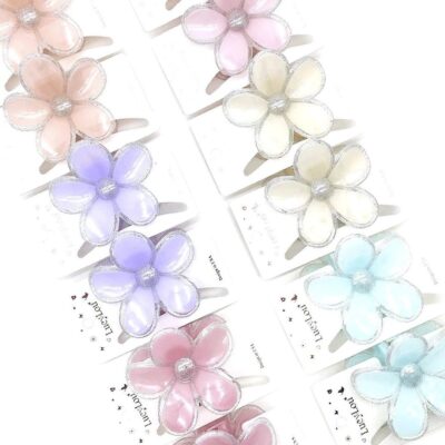 12pk Flower Hair Claw Clips Glitter Edge Floral Jaw Clips Sparkle Hair