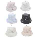 HT-1199a 12pk Butterfly Embroidered Bucket Hat, Lightweight Summer Sun Hat, Sheer Floral