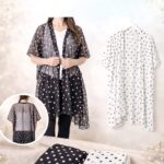 PC-1026 4pk Assorted Polka Dot Kimono Swim Coverup Lightweight Sheer Summer Layering
