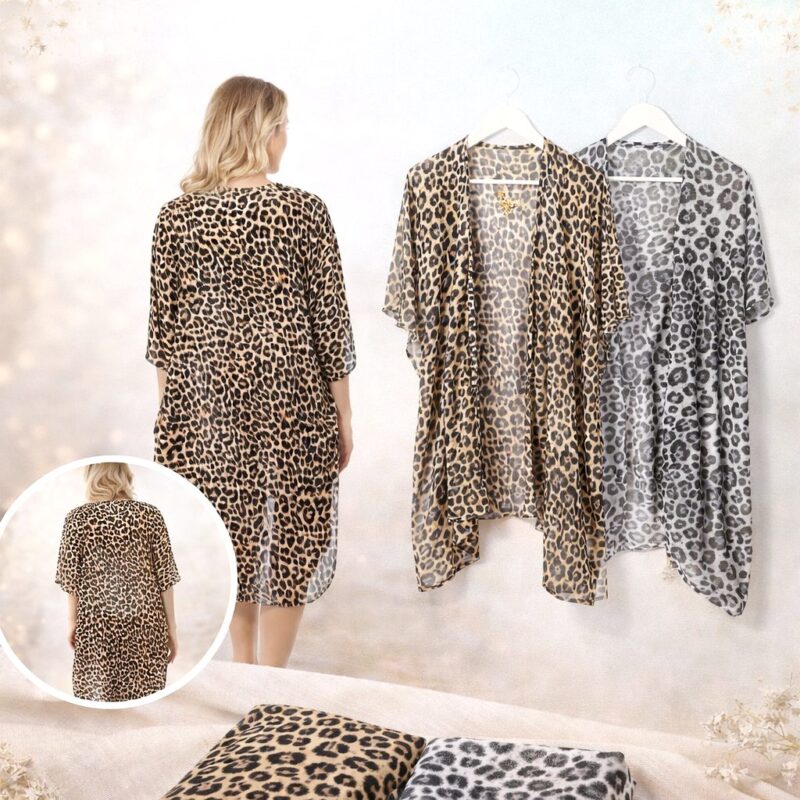 4pk Assorted Leopard Print Kimono Swim Coverup Lightweight Beach Resort Layering