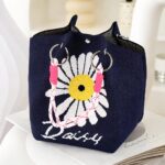 SS51118-17 Daisy Knitted Mini Tote Bag – Floral Knit Handbag, Cute Small Summer Purse