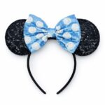 T118PDAQ Polka Dot Mouse Ear Sequin Bow Mouse Ears Theme Park Headband Minnie