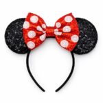 T118PDRD Polka Dot Mouse Ear Sequin Bow Mouse Ears Theme Park Headband Minnie