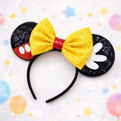 Yellow Mouse Ear Sequin Bow Mouse Ears Theme Park Headband Minnie