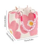 minibucket size common Pink Flower Knitted Mini Tote Bag – Cute Floral Knit Handbag, Small Summer Tote