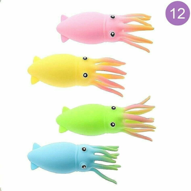 Dozen Stretch Squeeze Stress Squid Toy