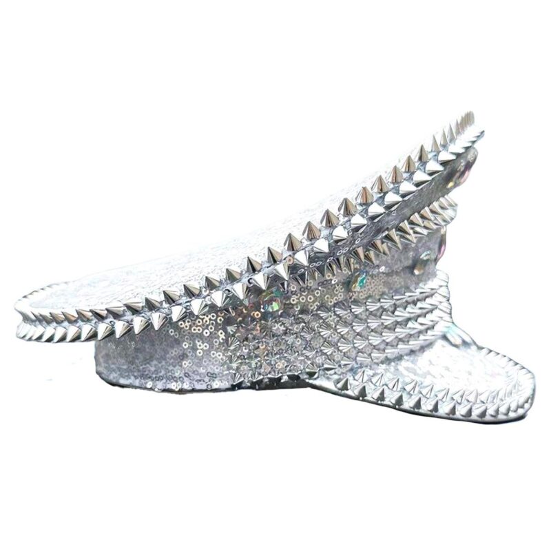 Bold Gleaming Sparking Crystal Heavy Metal Captain Hat