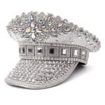 HT-0690-SL Sequin Bold Gleaming Sparking Crystal Sailor Captain Hat
